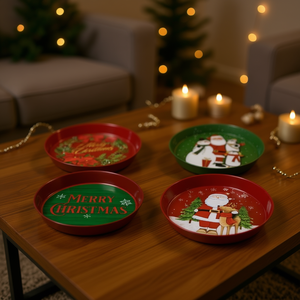 Homeera Decorative Tray 34x4.5cm Iron Christmas Decoration Traditional Style Mixed Colors Oval Shape - Product Image 2