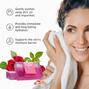 Savon artisanal à l'huile essentielle végétale au sel de l'Himalaya OEM, or 24 carats, hydratant naturel pour le visage et le corps, lot de 3 savons - Product Image 4