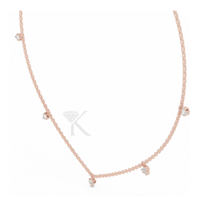 Delicado Collar de 5 Estaciones con Diamantes en Forma de Gota, Chapado en Plata, Cadena con Dijes de Baguette, Lujo, Certificado IGI, Joyería Fina Moderna para Uso Diario, Regalo - Product Image 6