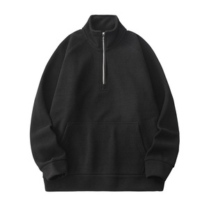 Produttori di abbigliamento personalizzato 520 grammi <span class=keywords><strong>felpa</strong></span> con collo alto mezza <span class=keywords><strong>zip</strong></span> autunno e inverno larga Casual Top a maniche lunghe da <span class=keywords><strong>uomo</strong></span> - Product Image 6