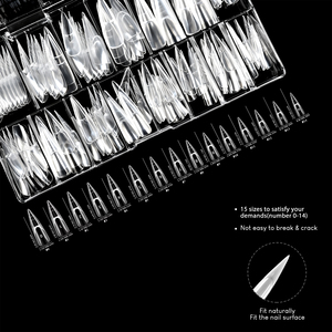 Formes doubles transparentes en forme de goutte d'eau pour manucure, à coller entièrement, pour extension d'ongles, longues, en forme d'amande et trapézoïdales, vente en gros - Product Image 5