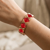 Bracelet en acétate losange avec logo personnalisé, plaqué or rose, plusieurs options de couleurs, bracelet tendance pour femmes