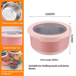 Boîte de conservation en acier inoxydable avec couvercle, boîte à lunch isotherme, boîte de conservation alimentaire pour la cuisine quotidienne - Product Image 5