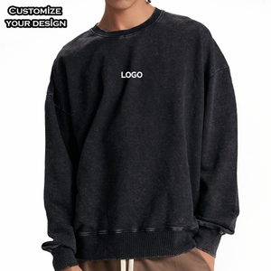 Custom <b>Men's</b> Acid Wash Long Sleeve Cotton T-Shirt Oversized Plus Size Streetwear Embroidery Pultover Logo Print Vintage <b>Pullover</b> - Product Image 1