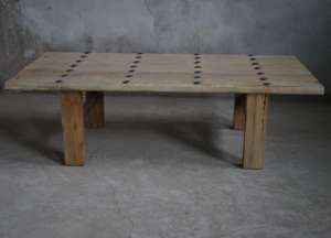 Stile rustico del pannello della vecchia porta riciclato in legno massello naturale <span class=keywords><strong>con</strong></span> Nail Design tavolino da caffè - Product Image 5