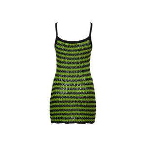 Vestido corto de ganchillo hecho a mano para mujer, diseño personalizado Sexy y encantador de fábrica, tela de gasa con cuello Mandarín de lino a rayas Vintage - Product Image 2