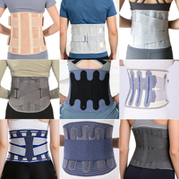 Ceinture lombaire ajustable beige à 4 baleines avec compression double pour le soulagement des douleurs dorsales chez l'homme et la femme sportifs