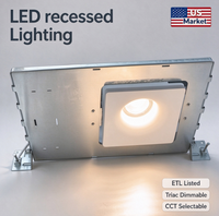 GC07002 Plafonnier encastré carré sans cadre en plâtre LED COB 7W 10W pour le marché américain