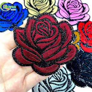 High Precision 2.8IN DIY Craft Glitter Rose Flower Iron-On Patches Multicolor Embroidered Appliques for Clothing Hat Bag - Product Image 2
