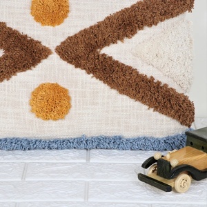 Embroidered Texture Modern Ivory and Yellow Tassel 100% Cotton <b>Cushion</b> <b>Cover</b> Soft Home Decor Wholesale Price - Product Image 3