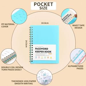 Carnet de notes exclusif A6 à spirale en PP avec index de lettres, en PU, pour enregistrement des identifiants de sites web – Excellent cadeau - Product Image 2