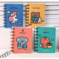 Cuaderno Mini A7 con Espiral de Osito de Dibujos Animados, Papelería Estudiantil, Notas Kawaii 105x80mm, Regalo