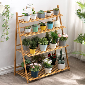 Bamboo Rack Multifunctional Holder Plant Flower <b>Stand</b> Utility Storage Shelf - Product Image 4