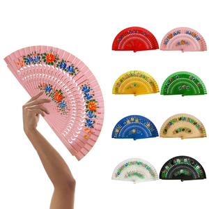 Éventail pliant vintage espagnol FAREA pour femmes, <span class=keywords><strong>peinture</strong></span> florale double face, éventail en bois bohème pour la danse, la décoration <span class=keywords><strong>de</strong></span> festival - Product Image 3