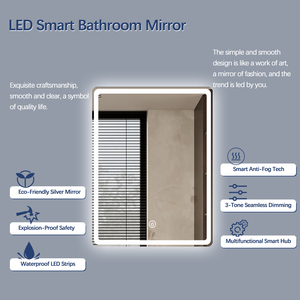<span class=keywords><strong>Miroir</strong></span> led <span class=keywords><strong>de</strong></span> <span class=keywords><strong>salle</strong></span> <span class=keywords><strong>de</strong></span> <span class=keywords><strong>bain</strong></span> intelligent désembueur rectangulaire sans cadre avec luminosité réglable 3 couleurs - Product Image 2