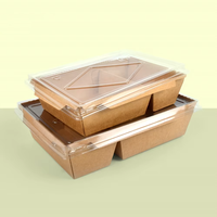 SenAng05 Nouveauté Contenant à emporter en papier kraft 1000ml avec couvercle transparent pour restaurant, boîte à emporter, sushi, laminage mat