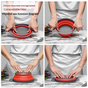 <span class=keywords><strong>Panier</strong></span> de lavage pour fruits et légumes, passoire de cuisine de qualité alimentaire, ensemble de passoires pliables, <span class=keywords><strong>panier</strong></span> passoire rond avec poignée - Product Image 3