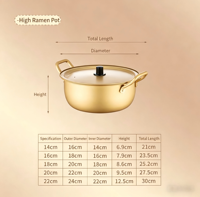 Pot à ramen coréen en aluminium de qualité supérieure, léger et multifonctionnel, pour nouilles et soupes, pour la maison et la restauration