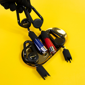 BEYOU Porte-briquet rétractable avec clip porte-clés, accessoire de fumeur portable, plastique noir ovale - Product Image 4