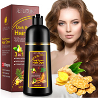 SEFUDUN 500ml Herbal 3 in 1 Sampo Pewarna Rambut Warna Cokelat Tua Sampo Pewarna Rambut Warna Cokelat Tua Pewarna Permanen Tahan Lama