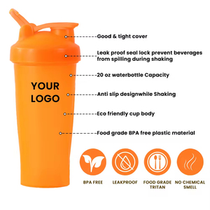 לוגו מותאם אישית 600 מ""ל 400 מ""ל כושר פלסטיק שחור חדר כושר בלנדר שייקר כוס שייקר חלבון בקבוק למי ספורט - Product Image 4