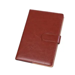低最小起订量皮革日记本定制印刷页面，带磁性扣和压花A4笔记本