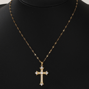 Hot Selling Unique Niche Design Gold Plated <b>Cross</b> Necklace Light Luxury Women's Pendant Necklaces Wholesale Jewelry Trendy - Product Image 3