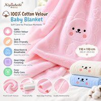 Couverture pour bébé en velours 100% coton 43,3x43,3 pouces, couvertures pour bébé douces et épaisses pour nouveau-nés, literie chaude pour bébé, vente en gros OEM ODM