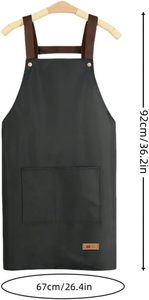 Tablier de travail sans manches imperméable et réutilisable avec bretelles en cuir réglables croisées dans le dos pour cuisine, barbecue, barista, jardinage - Product Image 2