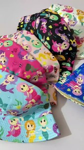 2025 chico Kawaii lindo 54cm 3-8 años niños niñas colorido dibujos animados sirena pez estampado verano viaje sol playa pescador cubo sombrero - Product Image 6