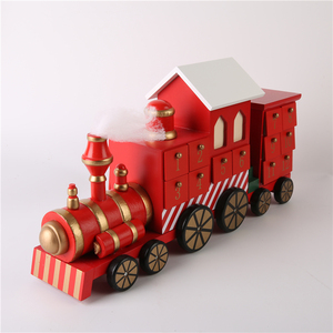 Calendrier de l'Avent en bois naturel écologique Chiding Unique, couleur naturelle, train, camion, décoration de la maison, 42x10x12cm - Product Image 3