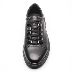 Chaussures de skate en gros pour hommes, chaussures décontractées en cuir noir respirant - Product Image 5