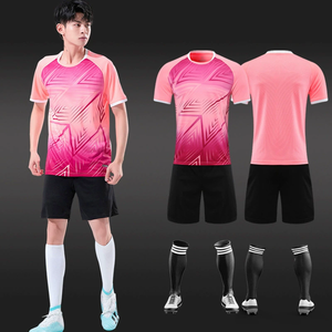ชุดฟุตบอลผู้ใหญ่แบบกำหนดเองได้ พร้อมชื่อทีมและหมายเลข  ระบายอากาศได้ดี แห้งเร็ว แขนสั้น ผ้าตาข่าย ชุดฝึกซ้อมฟุตบอล - Product Image 4