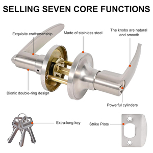 Kenop Pintu Interior Satin Nickel Model Gelombang untuk Kamar Tidur dan Gudang Desain Modern Pemasangan Mudah - Product Image 6