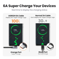 Câble USB C à angle droit UGREEN, charge rapide 3A, câble de données Type C, 1m 2m, câble USB à 90 degrés Type-C pour Huawei Honor