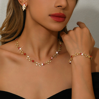 Nouvel ensemble de bijoux écologiques en alliage de zinc (collier, boucles d'oreilles, bracelet) / Accessoires de danse pour mariage et fête