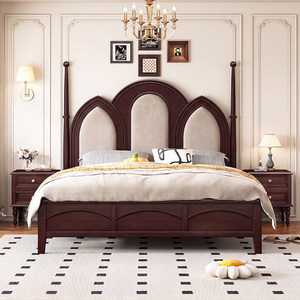 <span class=keywords><strong>Letto</strong></span> in Legno Massello Stile Americano di Lusso, Europeo, Moderno Minimalista, Vintage, <span class=keywords><strong>Letto</strong></span> Principessa, Semi-lusso - Product Image 2