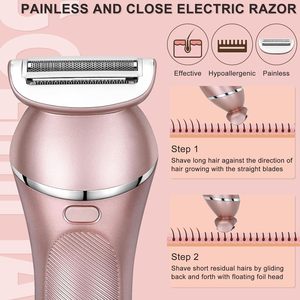 Rasoir électrique Hatteker Lady Shaver 3 en 1 pour l'épilation, rasoir électrique pour les jambes et les bras, rechargeable par USB, rasoir sans fil pour femmes, utilisation humide et sèche - Product Image 3
