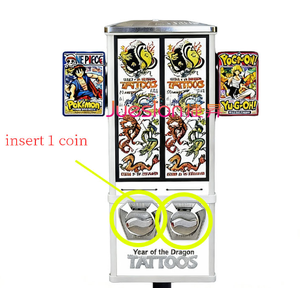 Distributore Automatico di Adesivi Anime a Moneta con Supporto, Macchina Distributrice di Carte Collezionabili e Adesivi Tattoo Cartoon - Product Image 5