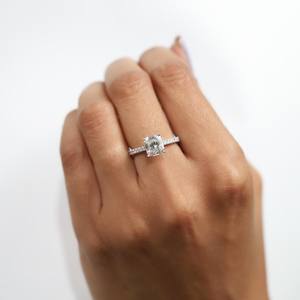 Elegant <b>Cushion</b> Cut IGI Certified Lab Grown Diamond Ring Full Eternity Bridal Wedding Design Crafted in 14K Solid Gold - Product Image 1