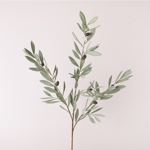 Ramas de Olivo de Plástico Verde Grisáceo de 98 cm, Hojas y Frutos Artificiales, Planta Artificial de Alta Simulación para Interiores, Ecológica y Decorativa - Product Image 1