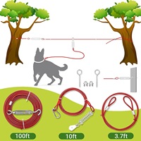 Câble de 100 pieds pour système de chariot de jardin pour chien, ligne de 10 pieds avec poulie pour grands chiens jusqu'à 250 livres, idéal pour la cour, le camping et les parcs
