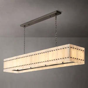 Lámpara de Araña Rectangular de Latón de 72 Pulgadas de Ancho para Comedor, Sala de Estar, Salón de Banquetes, Lámpara de Araña Grande de Alabastro Natural de <span class=keywords><strong>España</strong></span> - Product Image 3