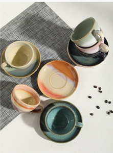 Tasses à café en céramique pour le thé de l'après-midi en Arabie Saoudite, avec tasses et soucoupes à expresso saines et compatibles lave-vaisselle de style nordique - Product Image 3