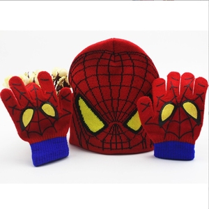 Guantes cálidos de punto para niños con dibujos animados Conjunto de sombrero y guantes de invierno Spider Man para niños - Product Image 3