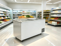 Congélateur commercial grande capacité, autonome, double température, 6 portes vitrées, avec contrôle numérique de la température pour