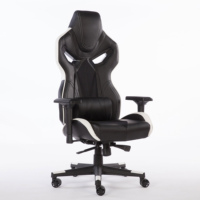 Fauteuil d'ordinateur inclinable moderne à mécanisme multifonctionnel Fauteuil de jeu en cuir blanc avec accoudoirs 2D