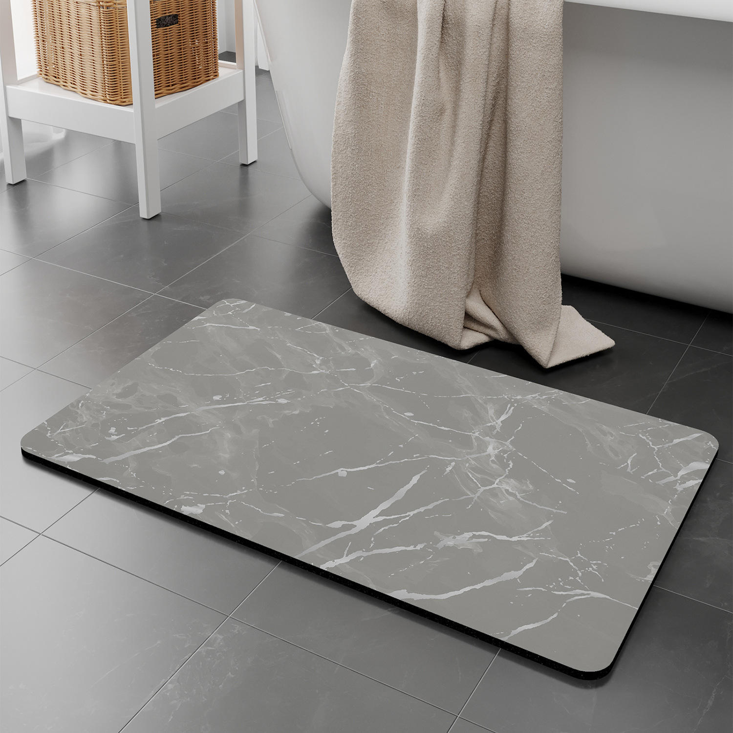 Tapis de bain sans rinçage - gris clair encre