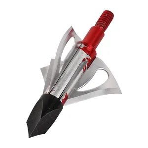 Wholesale 125 Grain Broadhead Mechanical Arrow Point Archery Hunting Shooting Hybrid Fixed Red Arrowhead For Hunting