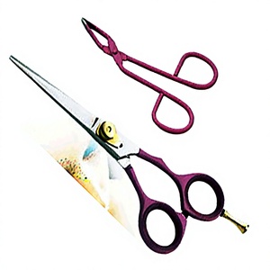 Ciseaux à cheveux professionnels ASAP en acier au carbone écologique à lame droite pour droitiers, manche moyen, avec pince assortie, violet - Product Image 6